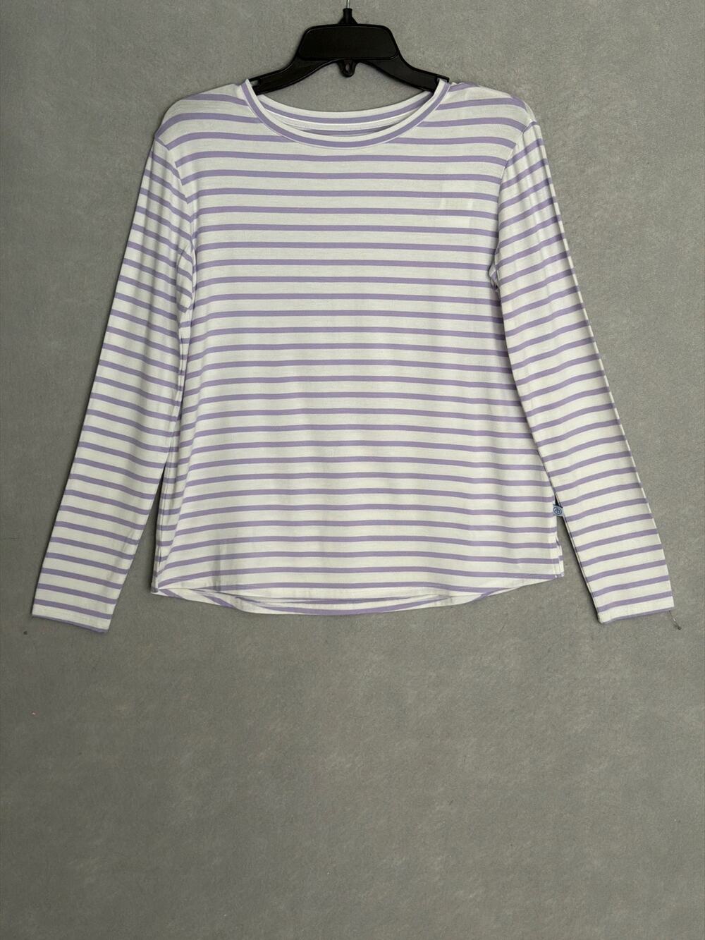 Addison Bay Everyday T-Shirt Stripe Long Sleeve Lavender Women's Small NEW